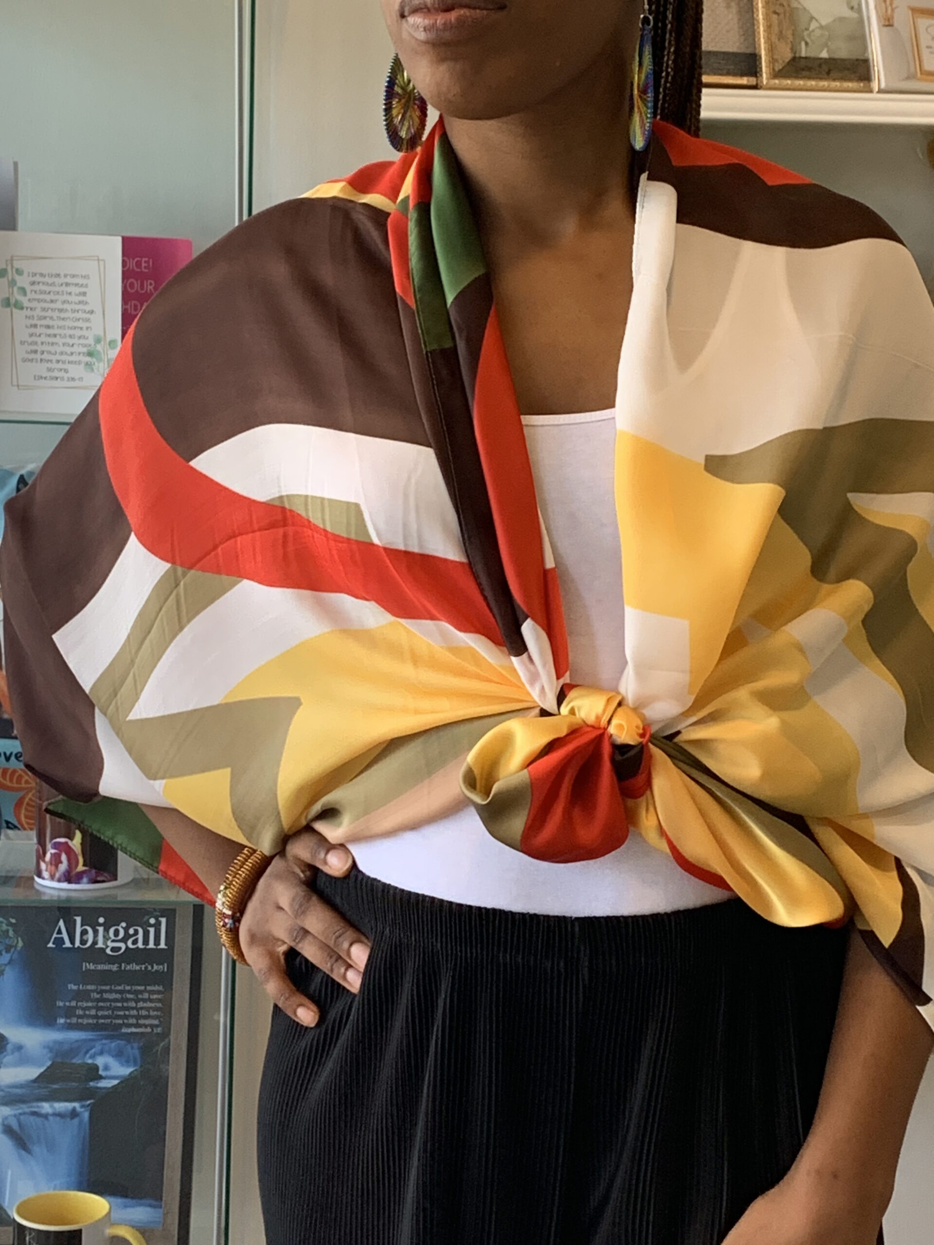 Bold Colour Silk Scarf - Red Yellow - Image 4