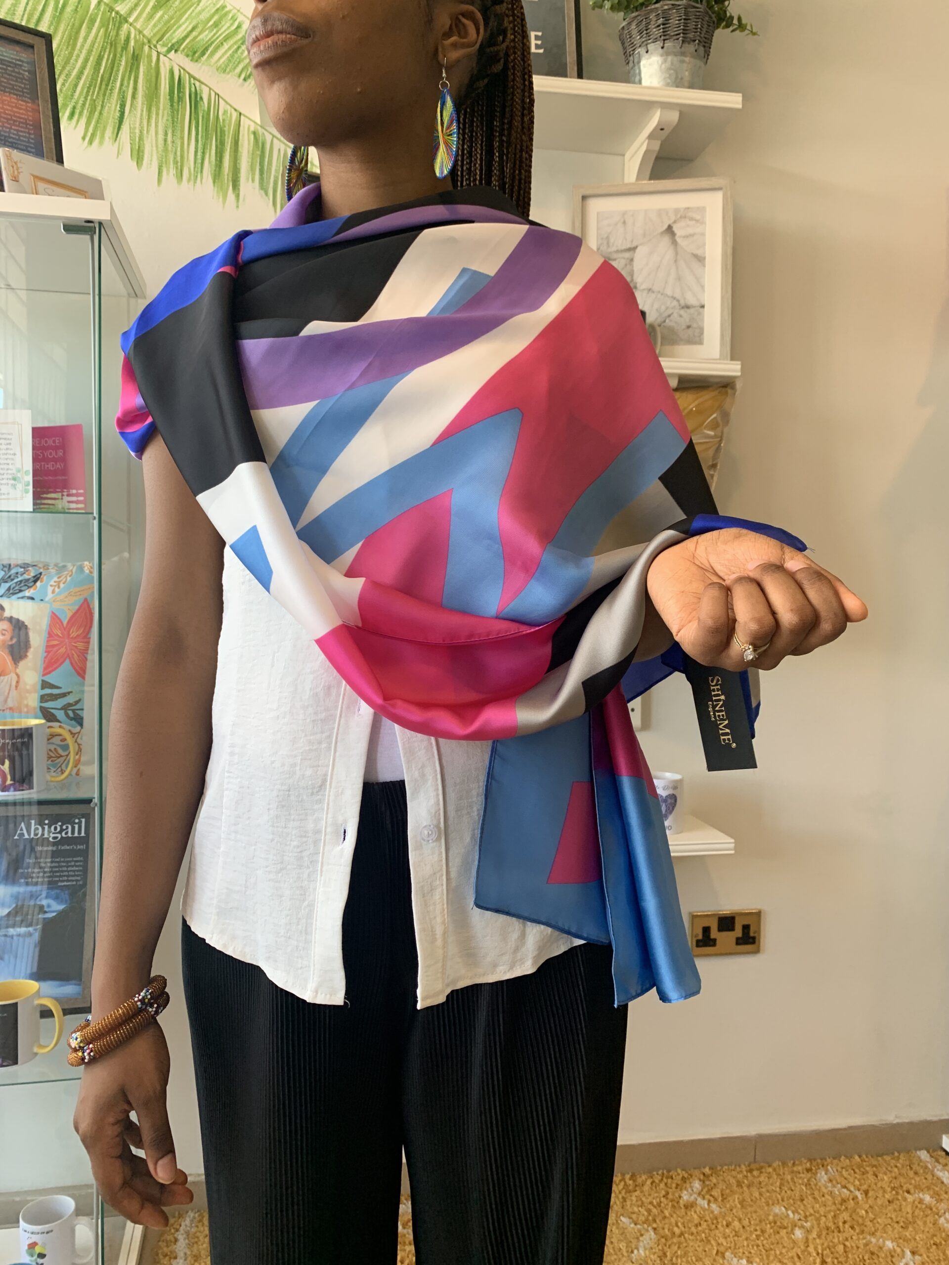 Bold Colour Silk Scarf - Pink Blue